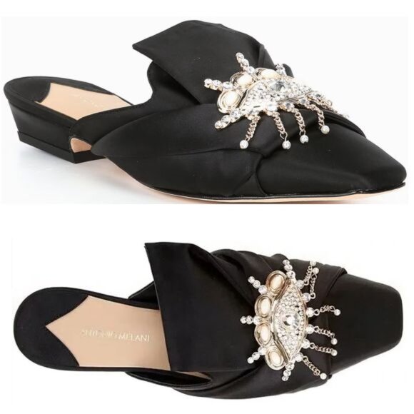 ANTONIO MELANI Shoes - ANTONIO MELANI Lex Ornamented Backless Mules Slip On Shoes Size 6.5 Black NEW